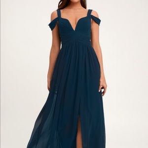 Ocean of Elegance Navy Maxi Dress